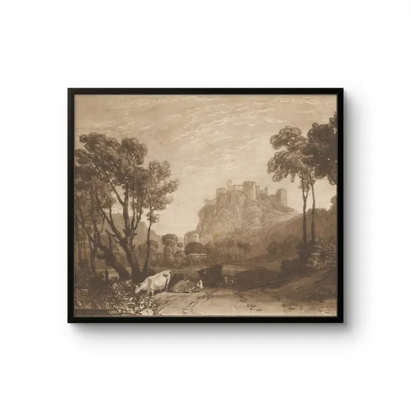 The_Castle_Above_The_Meadows_Canvas_Print_Gold_Metal_Frame
