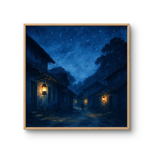 Village_Street_At_Night_Art_Print_Canvas_Wrap
