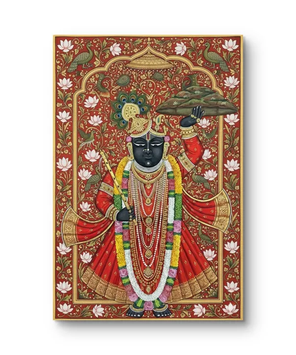 Shrinathji_In_Red_Shringar_Pichwai_Art_Print_Black_Frame