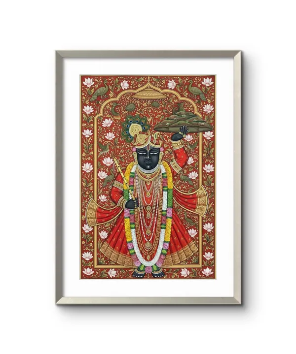 Fiber_Pichwai_Shrinathji_Red_Shringar_Wooden_Framed_Wall_Art
