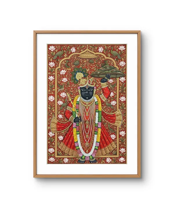 Fiber_Pichwai_Shrinathji_Red_Shringar_Wooden_Framed_Wall_Art