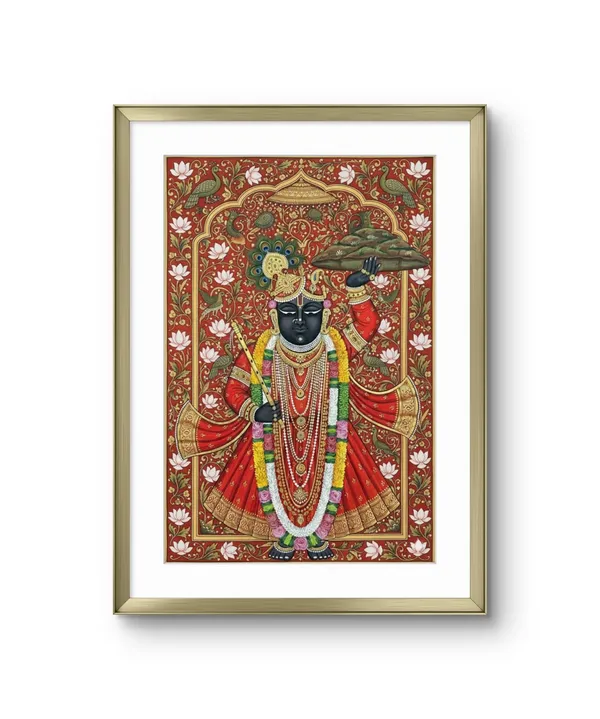 Fiber_Pichwai_Shrinathji_Red_Shringar_Wooden_Framed_Wall_Art