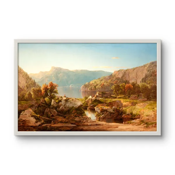 Autumn_Morning_On_The_Potomac_Canvas_Print_White_Frame