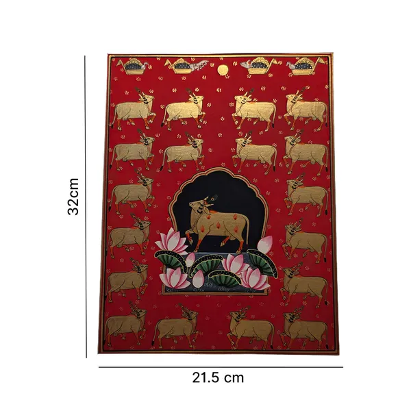 Fabric_Traditional_Pichwai_Hand_Painted_Cow_Unframed_Art