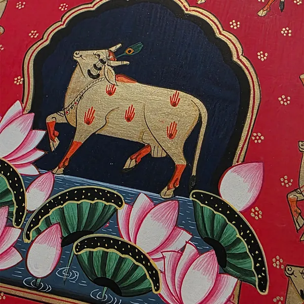 Fabric_Traditional_Pichwai_Hand_Painted_Cow_Unframed_Art