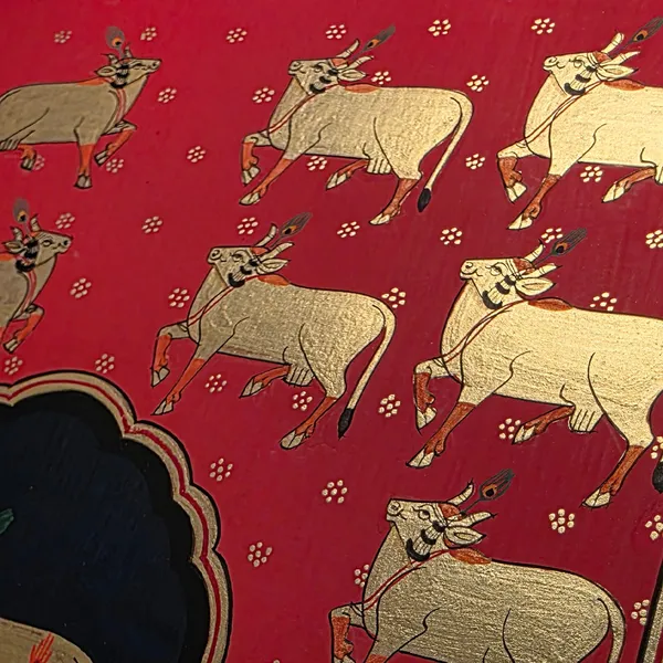 Fabric_Traditional_Pichwai_Hand_Painted_Cow_Unframed_Art