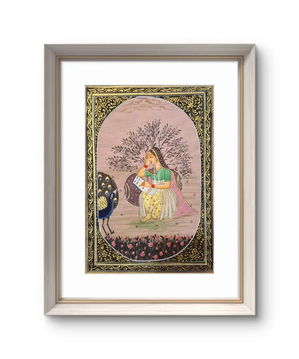 Fiber_Traditional_Lady_With_Peacock_Hand_Painted_Miniature