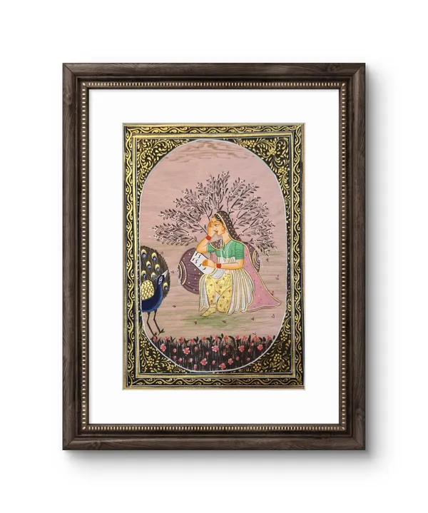 Fiber_Traditional_Lady_With_Peacock_Hand_Painted_Miniature
