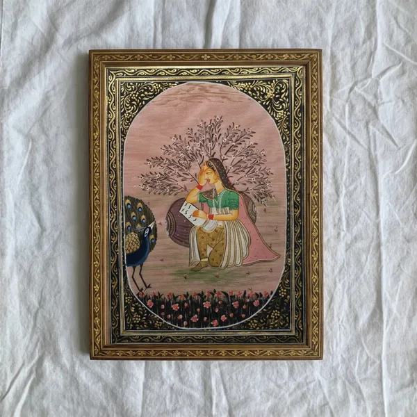 Fiber_Traditional_Lady_With_Peacock_Hand_Painted_Miniature