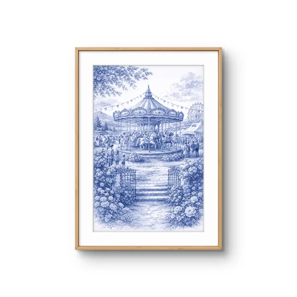 Fiber_Nostalgic_Royal_Blue_Landscape_Set_Of_3_Art_Print_Frame_White
