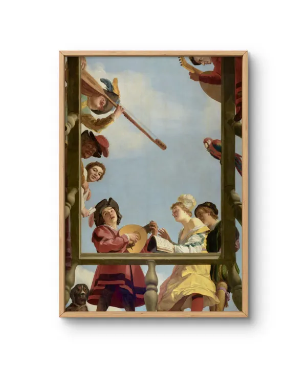 Fiber_Dutch_Golden_Age_Musical_Group_Balcony_Art_Print_White_Frame