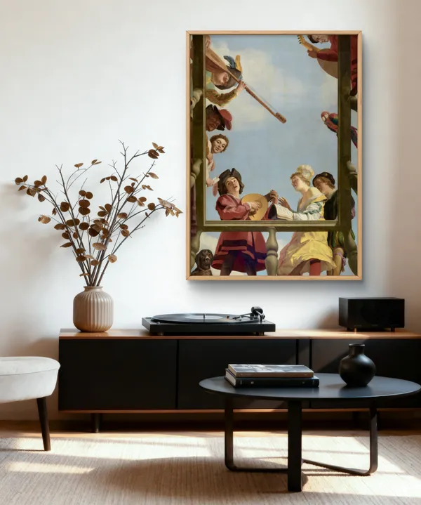 Fiber_Dutch_Golden_Age_Musical_Balcony_Scene_White_Frame