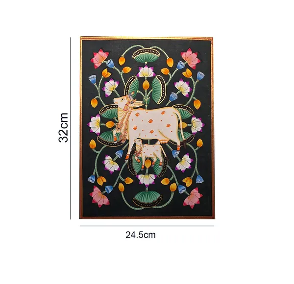 Fiber_Traditional_Pichwai_Sacred_Cow_Black_Background_Art_Print