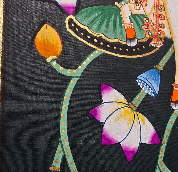 Fiber_Traditional_Pichwai_Sacred_Cow_Black_Background_Art_Print