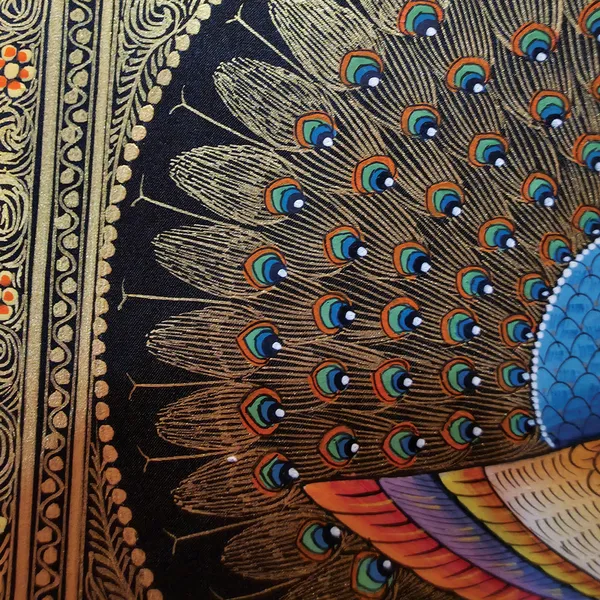 Handpainted_Golden_Peacock_Wall_Decor_9X9_Pink