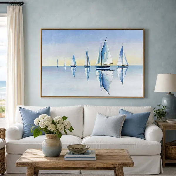 Fiber_Nautical_Sailboats_Canvas_Print_Frame_Black