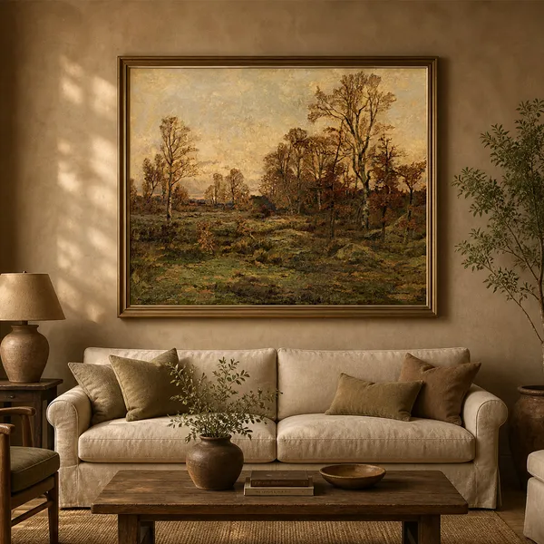 Forest_Of_Fontainebleau_Autumn_Evening_Art_Print_Metal_Gold