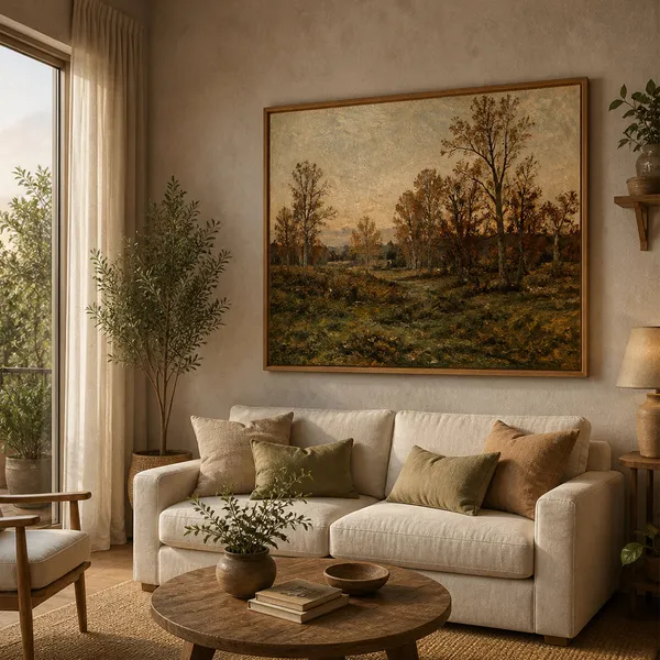 Forest_Of_Fontainebleau_Autumn_Evening_Canvas_Print_White_Frame