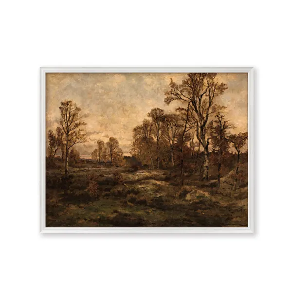 Fiber_Autumn_Forest_Of_Fontainebleau_Landscape_Canvas_Print_Frame_Gold