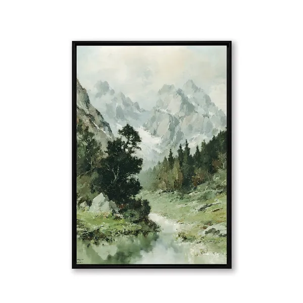 Fiber_Nature_Mountains_And_Trees_Landscape_Art_Print_Wooden_Frame