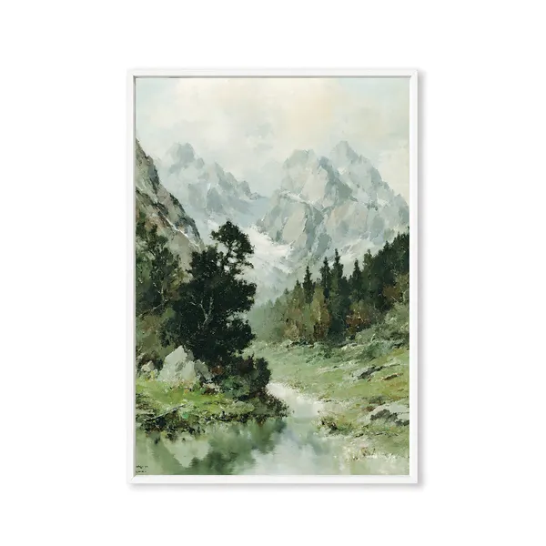 Mountains_And_Trees_Art_Print_White_Frame