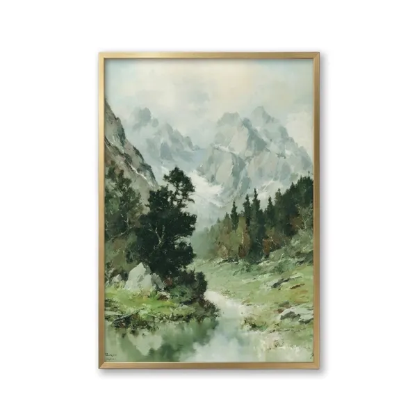 Fiber_Nature_Mountains_And_Trees_Canvas_Print_White_Frame