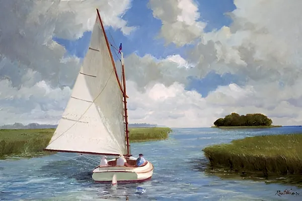 Fiber_Coastal_Catboat_Through_A_Stream_Art_Print_Rolled_Art