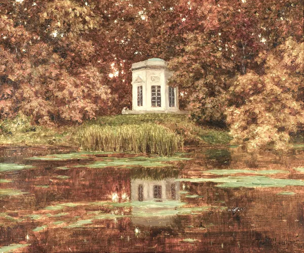 Fiber_Classical_Versailles_Pond_Landscape_Art_Wooden_Frame