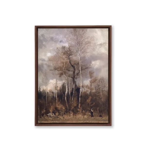 Fiber_Vintage_Landscape_Earth_Tone_Canvas_Art_Print_Black_Frame