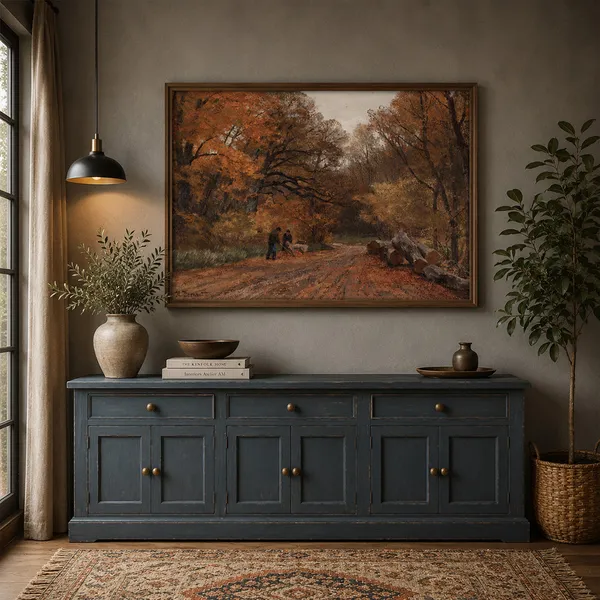 Rural_Countryside_Scene_Art_Print_Metal_Silver_Frame