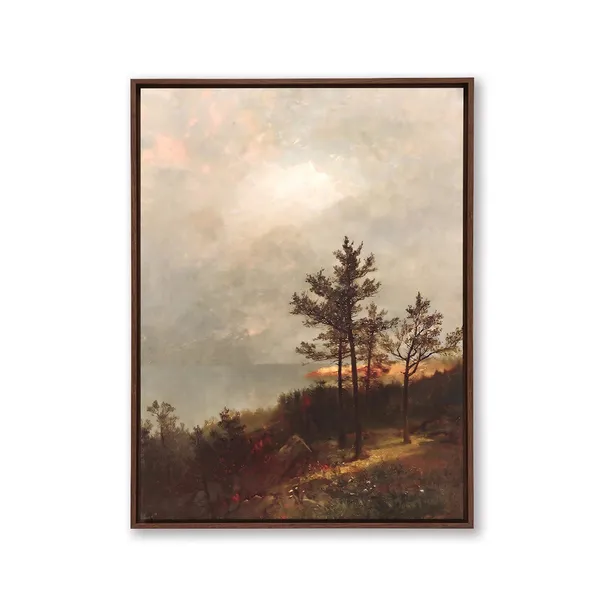 Fiber_Vintage_Landscape_Lone_Tree_On_A_Hillock_Canvas_Print_Frame_White