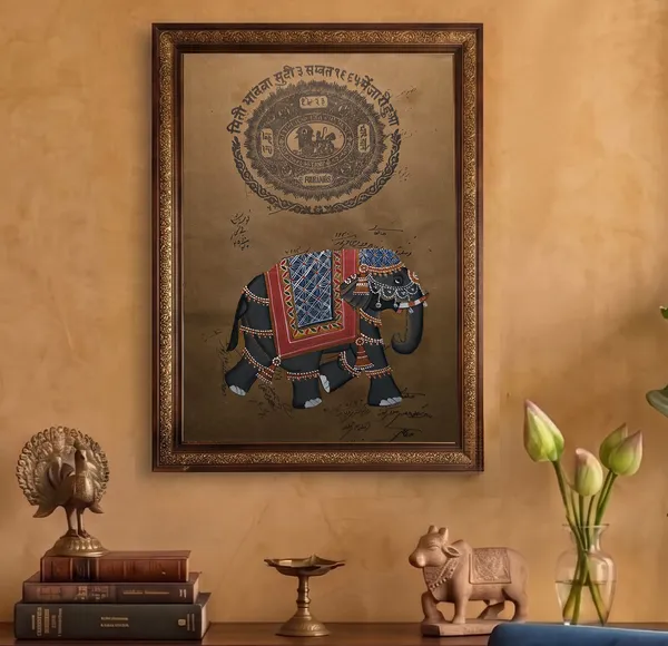 Fiber_Rajasthani_Hand_Painted_Elephant_On_Folio_Art_Frame