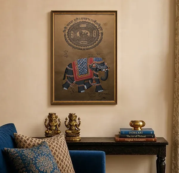Fiber_Rajasthani_Hand_Painted_Elephant_On_Folio_Art_Frame