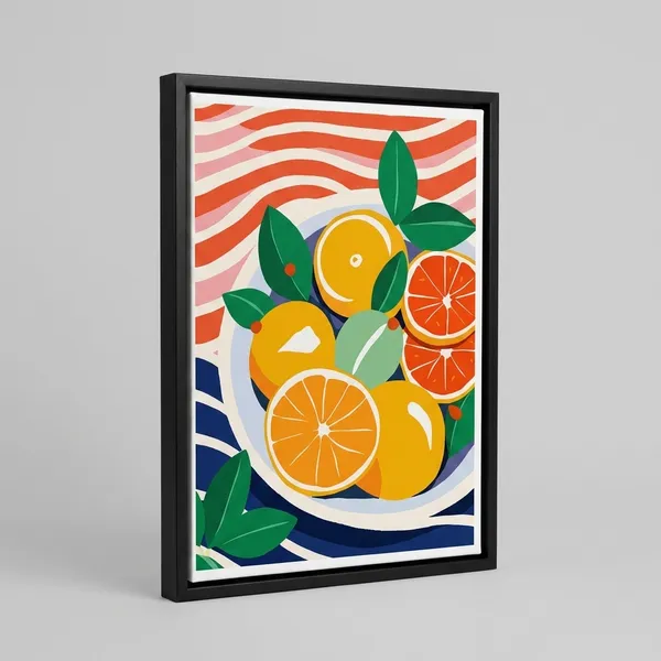 Fruits_In_A_Plate_Canvas_Print_Black_Frame