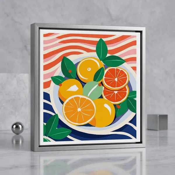 Fruits_In_A_Plate_Canvas_Print_Silver_Metal_Frame