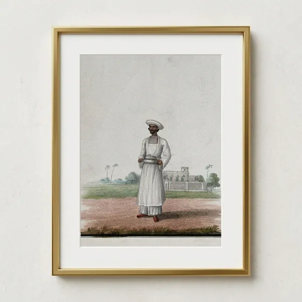 Man_In_A_Field_Art_Print_Gold_Metal_Frame