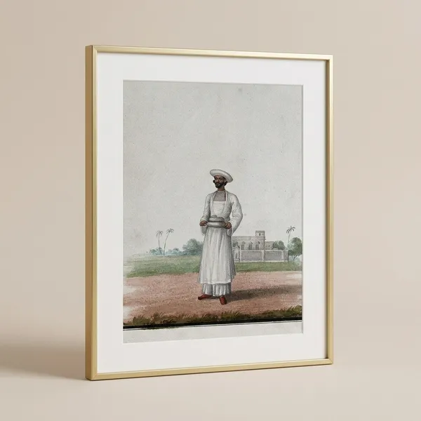 Fiber_Folk_Art_Man_In_A_Field_Art_Print_Gold_Metal_Frame
