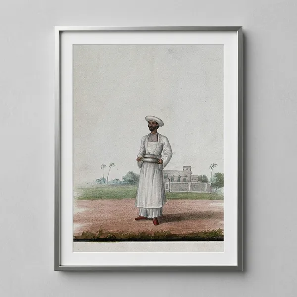 A_Man_In_A_Field_Canvas_Print_Metal_Silver_Frame