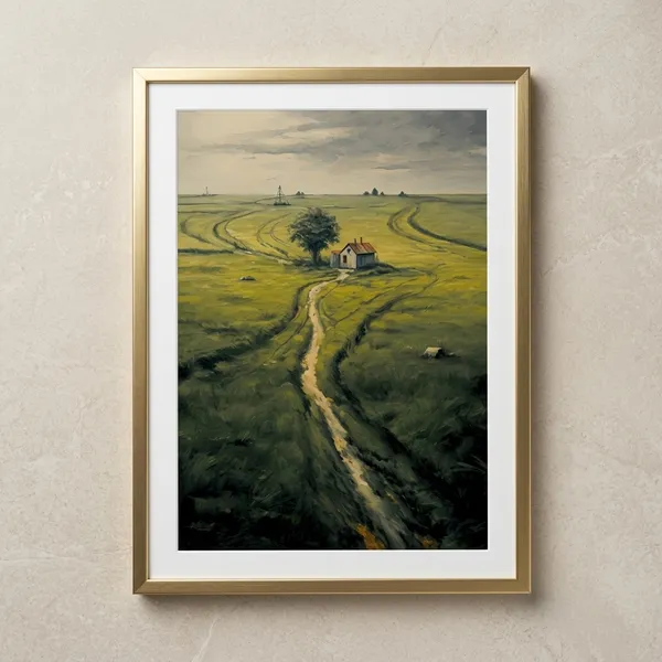 Fiber_Nature_Green_Landscape_Art_Print_Gold_Metal_Framed_Decor