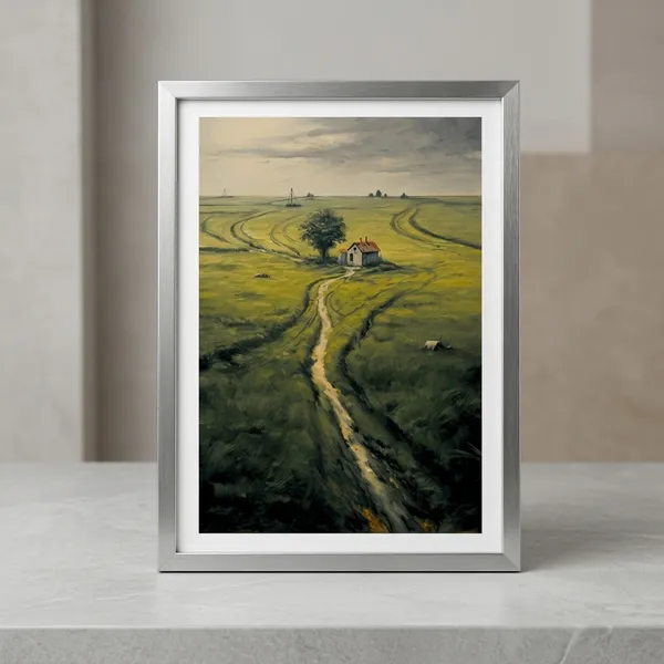 Fiber_Serene_Green_Landscape_Art_Print_Metal_Frame_Silver