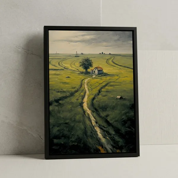 Fiber_Decor_Green_Landscape_Canvas_Art_Print_Black_Frame