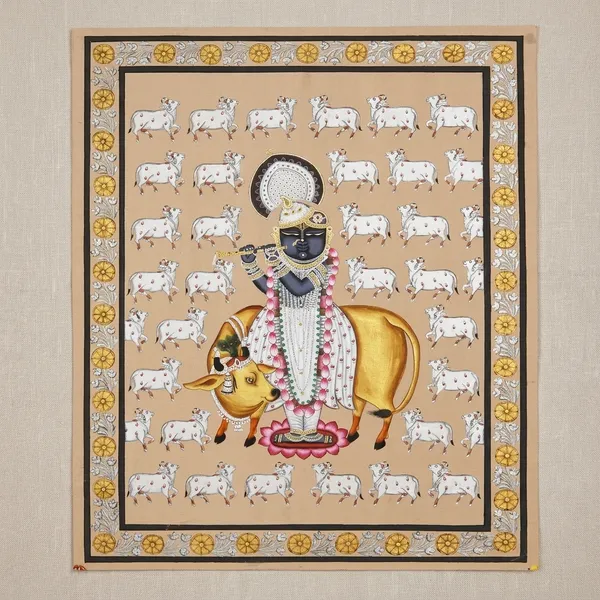 Cotton_Hand_Painted_Pichwai_Shrinathji_Cows_Unframed_Art