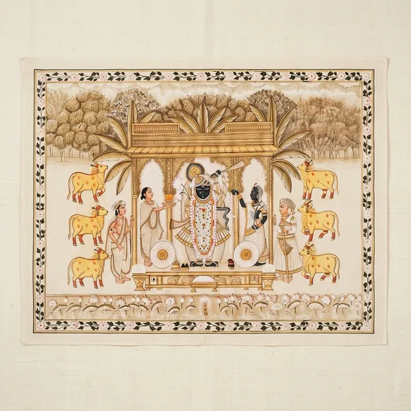 Cotton_Hand_Painted_Pichwai_Shrinathji_Lotus_Unframed_Painting