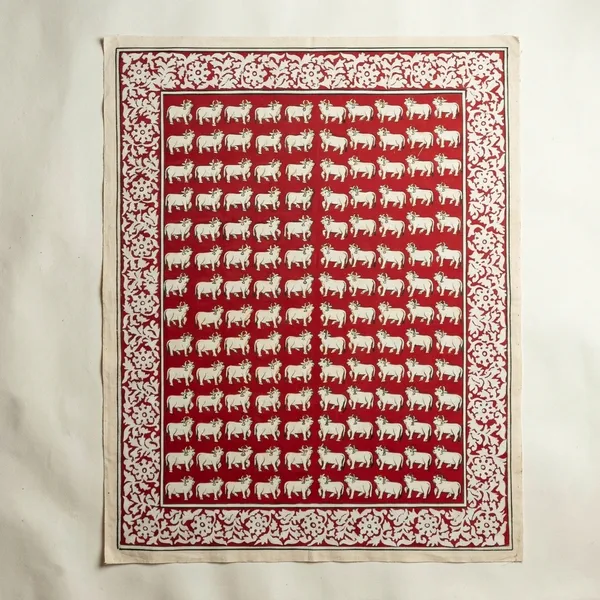Cotton_Hand_Painted_Pichwai_Cows_Floral_Unframed_Fabric_3Ft_X_5Ft