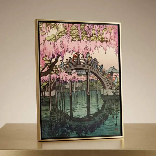 Half_Moon_Bridge_Hiroshi_Yoshida_Art_Print_Metal_Gold