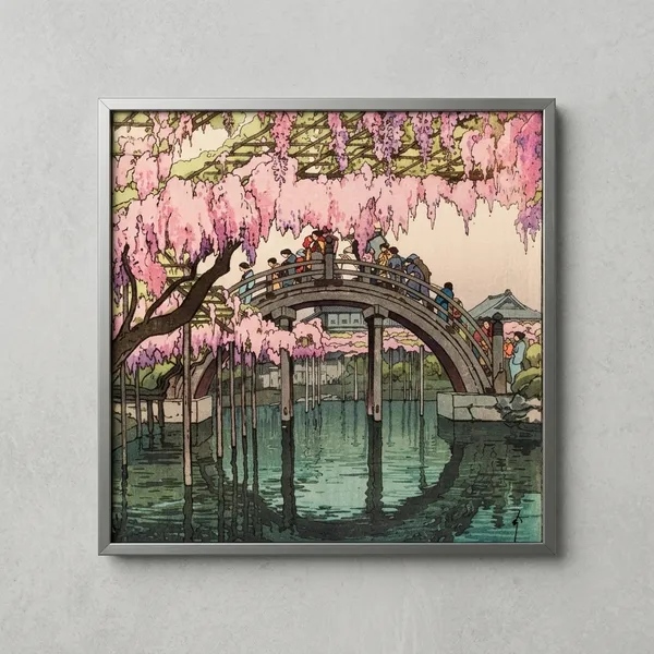Half_Moon_Bridge_Hiroshi_Yoshida_Art_Print_Metal_Silver
