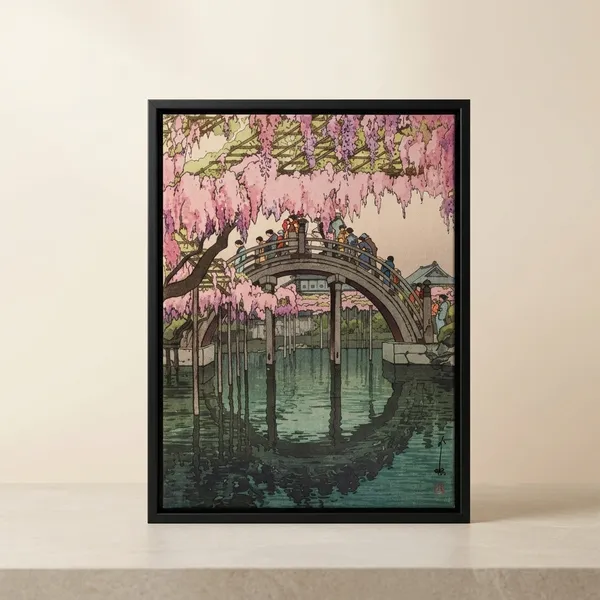 Half_Moon_Bridge_Hiroshi_Yoshida_Canvas_Print_Black_Frame