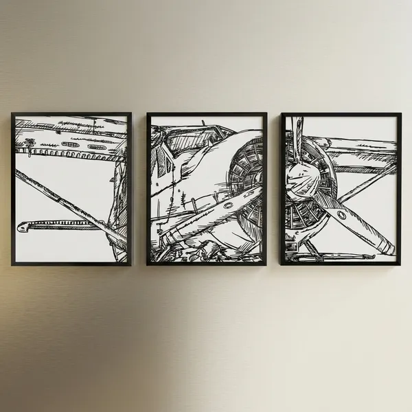 Vintage_Plane_Abstract_Art_Print_Black_Frame
