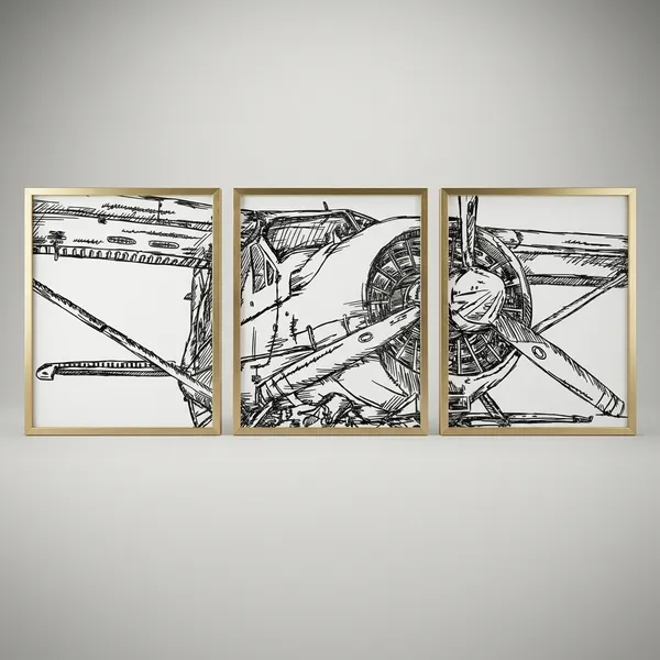 Vintage_Plane_Art_Print_Gold_Metal_Frame