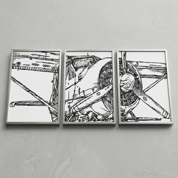 Vintage_Plane_Abstract_Art_Print_Silver_Metal_Frame